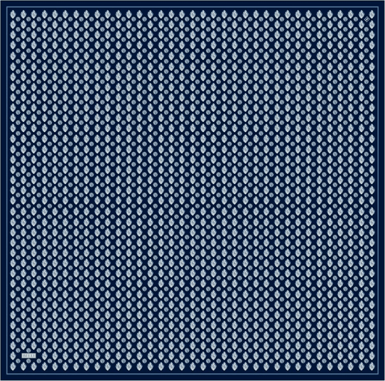 Lacivert Etnik Desen %100 Twill İpek Eşarp 4308-04