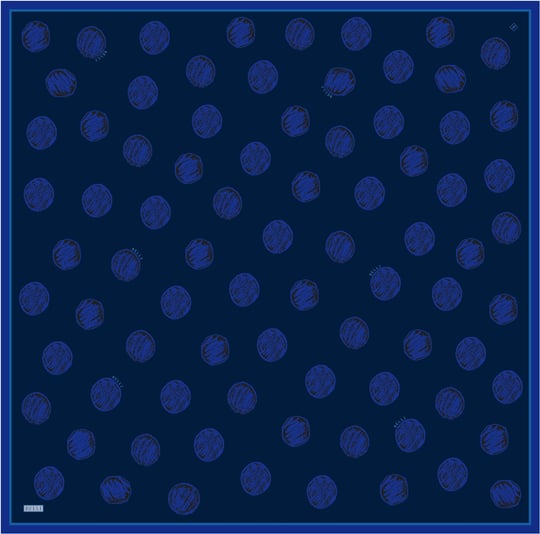 Lacivert Geometrik Desen %100 Twill İpek Eşarp 4427-34