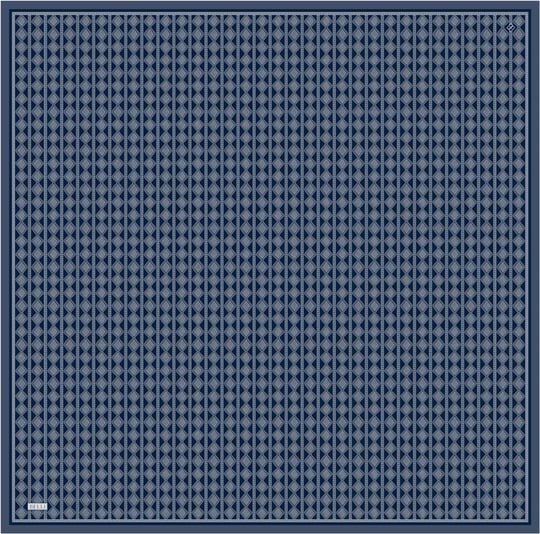 Lacivert Geometrik Desen %100 Twill İpek Eşarp 4425-90