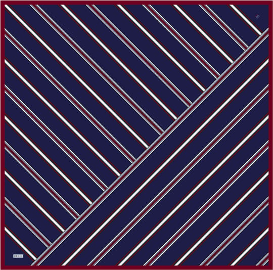Lacivert Geometrik Desen %100 Twill İpek Eşarp 4405-53