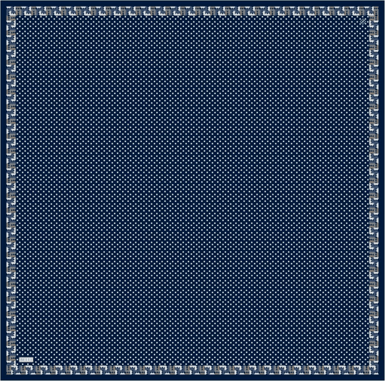 Lacivert Klasik Desen %100 Twill İpek Eşarp 4326-86