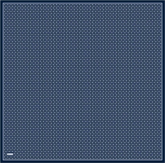 Lacivert Monogram Desen %100 Twill İpek Eşarp 4418-05