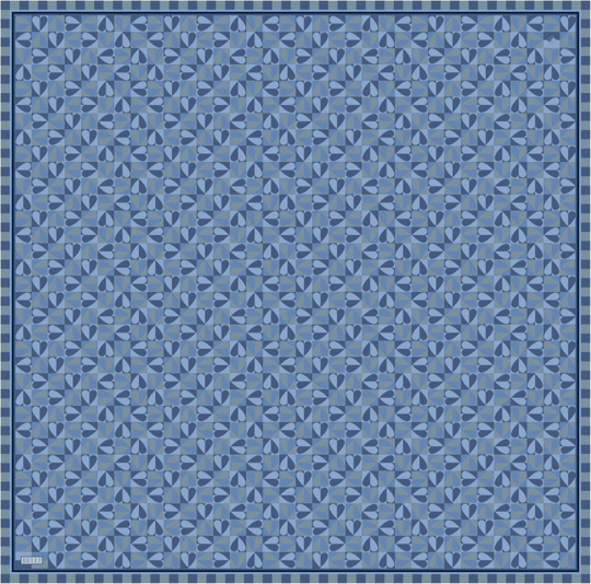 Lacivert  Obje Desen %100 Twill İpek Eşarp 4322-56