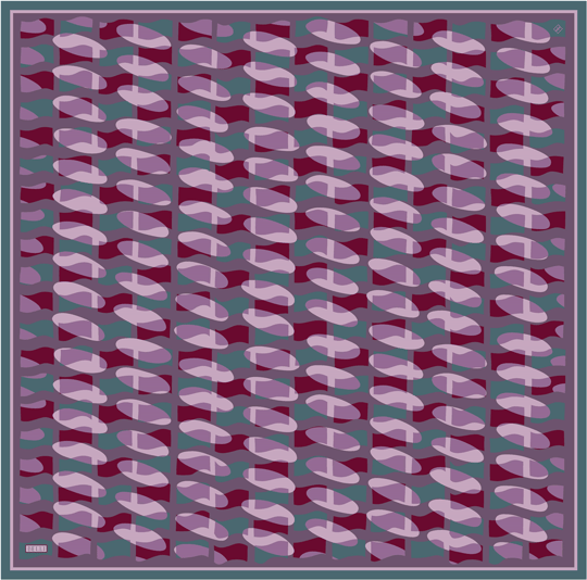 Lila Geometrik Desen %100 Twill İpek Eşarp 4420-84