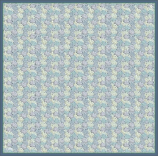 Mavi Çok Renkli Obje Desen %100 Twill İpek Eşarp 4313-51