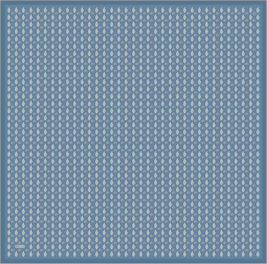 Mavi Etnik Desen %100 Twill İpek Eşarp 4308-82