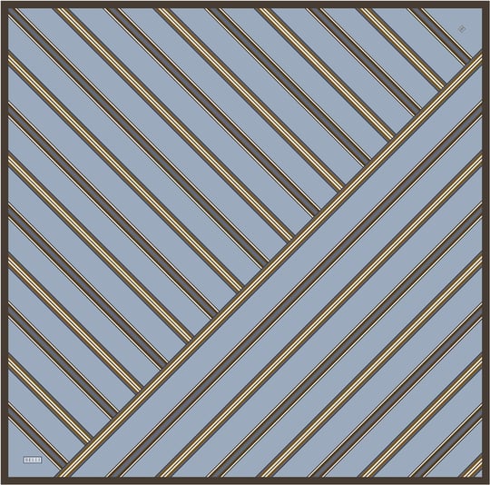 Mavi Geometrik Desen %100 Twill İpek Eşarp 4405-82