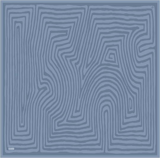Mavi Geometrik Desen %100 Twill İpek Eşarp 4325-83