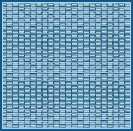 Mavi Geometrik Desen %100 Twill İpek Eşarp 4302-50