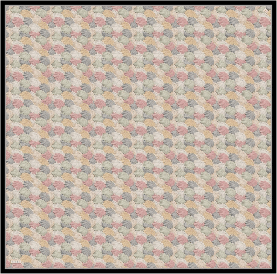 Mavi Obje Desen %100 Twill İpek Eşarp 4313-06