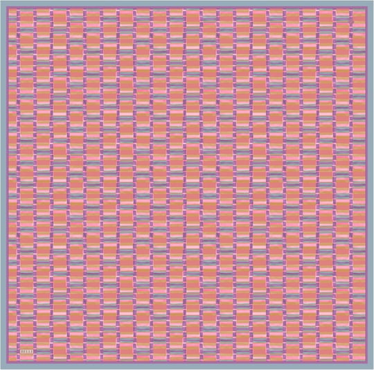 Mercan Çok Renkli Geometrik Desen %100 Twill İpek Eşarp 4302-80