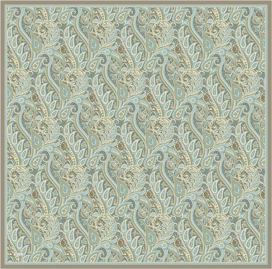 Mint Etnik Desen %100 Twill İpek Eşarp 4404-32