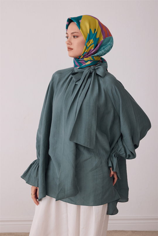 Mint Obje Desen %100 Twill İpek Eşarp 4409-33