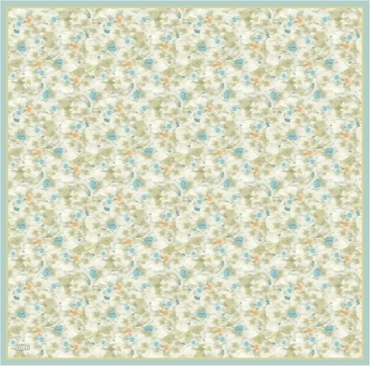 Mint Yeşili Çiçek Desen %100 Twill İpek Eşarp 4319-82