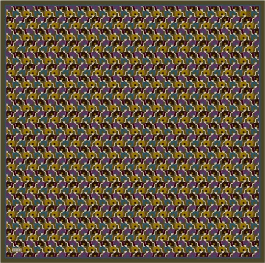 Mor Geometrik Desen %100 Twill İpek Eşarp 4402-83