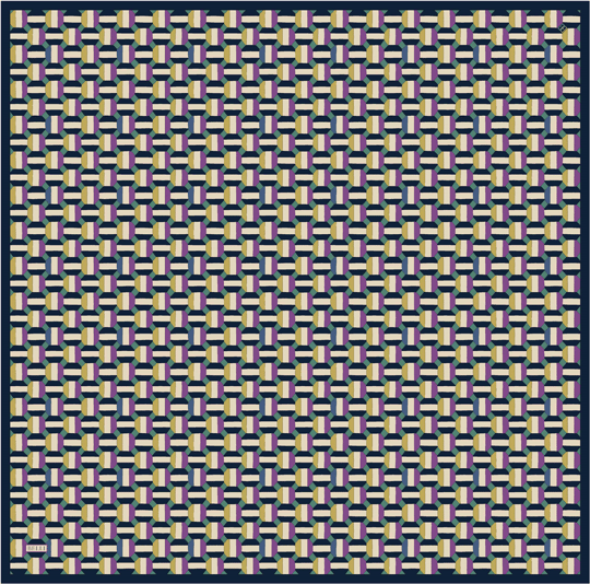 Mor Geometrik Desen %100 Twill İpek Eşarp 4407-85