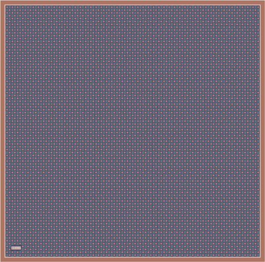 Mor Monogram Desen %100 Twill İpek Eşarp 4418-37