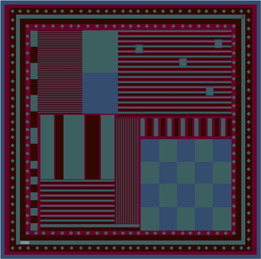 Mürdüm Geometrik Desen %100 Twill İpek Eşarp 4401-81