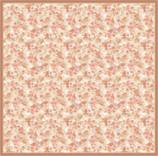 Oranj Çiçek Desen %100 Twill İpek Eşarp 4319-02