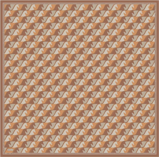 Oranj Geometrik Desen %100 Twill İpek Eşarp 4406-55