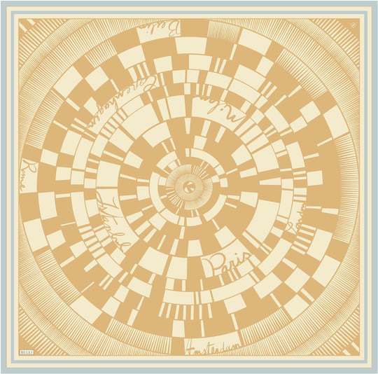 Oranj Geometrik Desen %100 Twill İpek Eşarp 4411-87