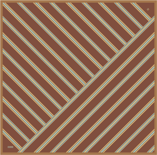 Oranj Geometrik Desen %100 Twill İpek Eşarp 4405-05