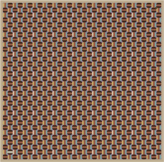 Oranj Geometrik Desen %100 Twill İpek Eşarp 4407-33