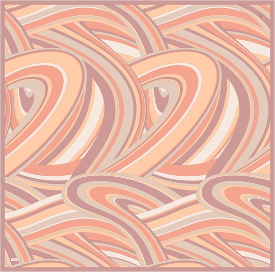 Oranj Geometrik Desen %100 Twill İpek Eşarp 4311-33
