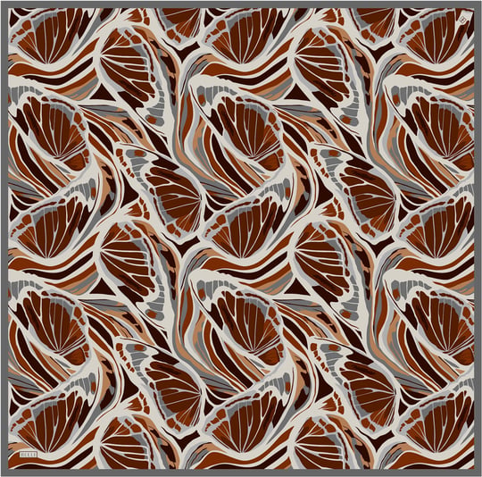 Oranj Soyut Desen %100 Twill İpek Eşarp 4417-51