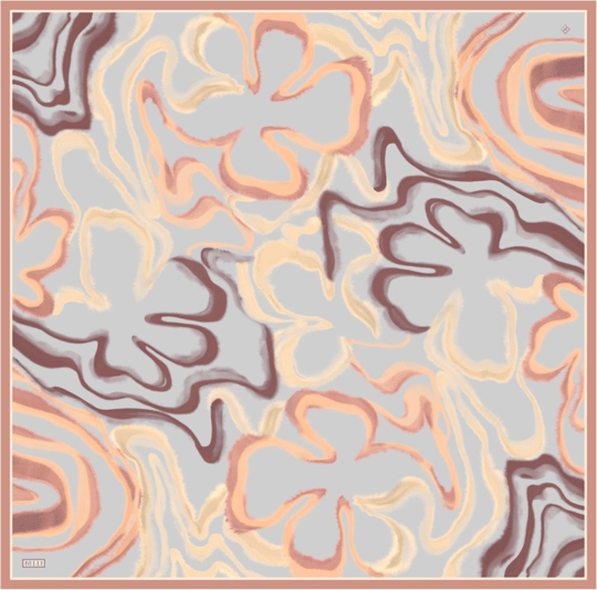Oranj Soyut Desen %100 Twill İpek Eşarp 4301-35