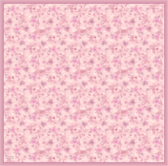 Pembe Çiçek Desen %100 Twill İpek Eşarp 4319-04