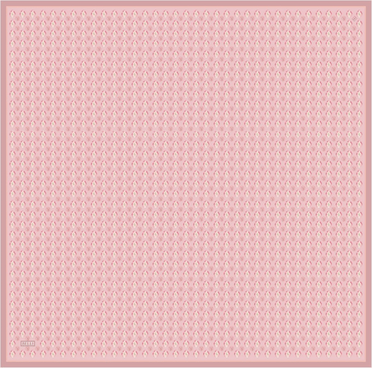 Pembe Etnik Desen %100 Twill İpek Eşarp 4308-03
