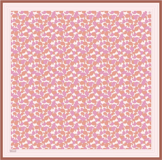 Pembe Etnik Desen %100 Twill İpek Eşarp 4422-53