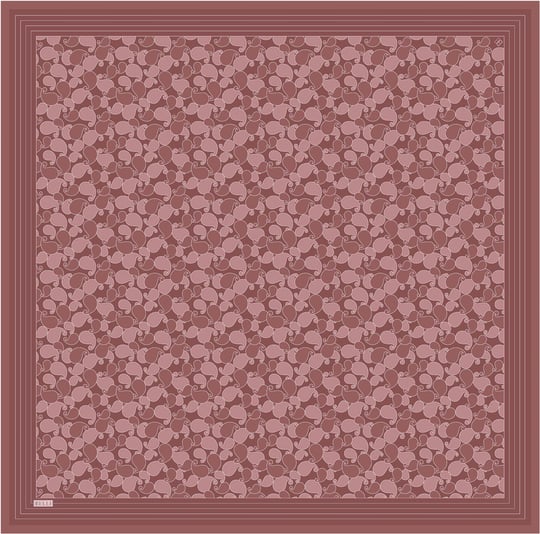 Pembe Etnik Desen %100 Twill İpek Eşarp 4422-20
