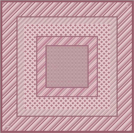 Pembe Geometrik Desen %100 Twill İpek Eşarp 4423-04