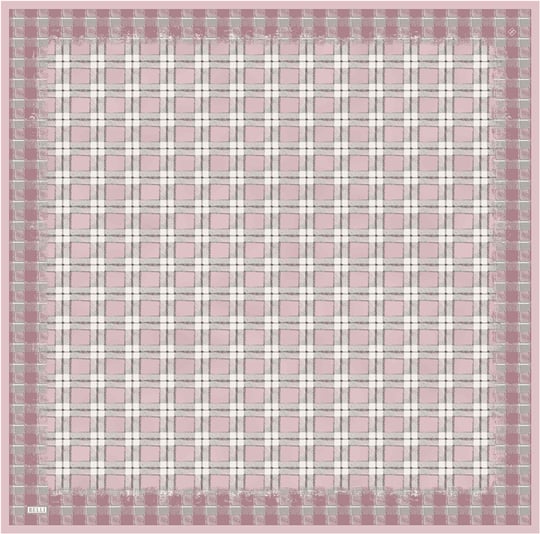 Pembe Geometrik Desen %100 Twill İpek Eşarp 4421-81
