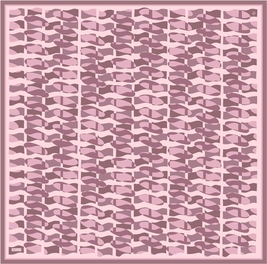 Pembe Geometrik Desen %100 Twill İpek Eşarp 4420-03