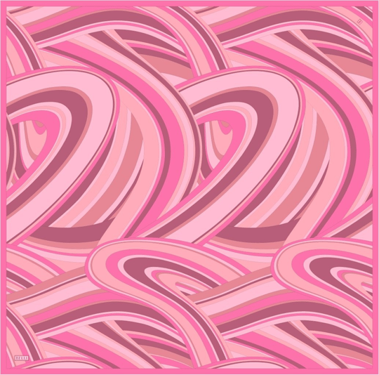 Pembe Geometrik Desen %100 Twill İpek Eşarp 4311-81
