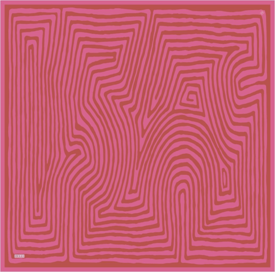 Pembe Geometrik Desen %100 Twill İpek Eşarp 4325-57