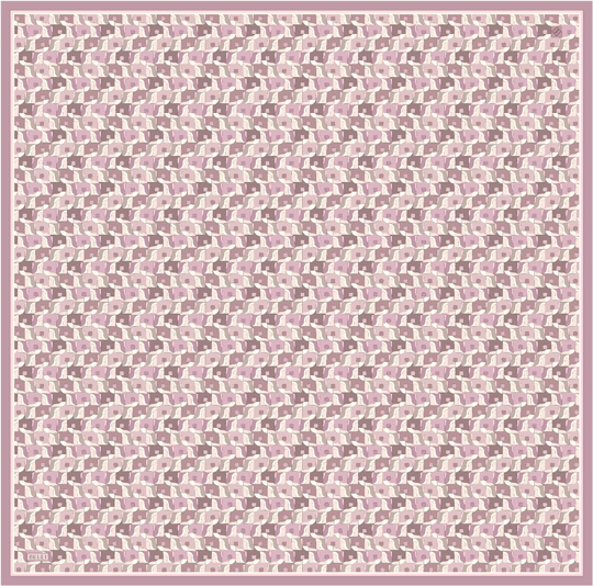 Pembe Geometrik Desen %100 Twill İpek Eşarp 4402-06