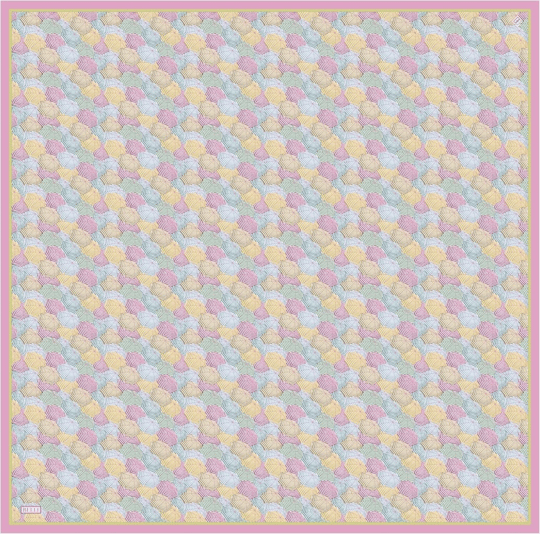 Pembe Obje Desen %100 Twill İpek Eşarp 4313-52