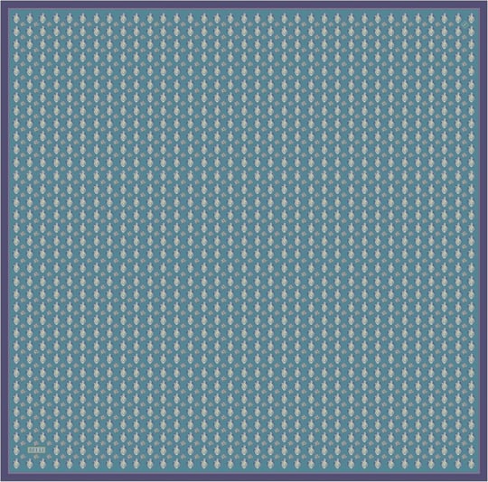 Petrol Etnik Desen %100 Twill İpek Eşarp 4308-80