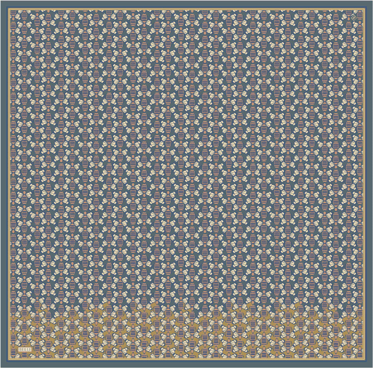 Petrol Geometrik Desen %100 Twill İpek Eşarp 4403-53