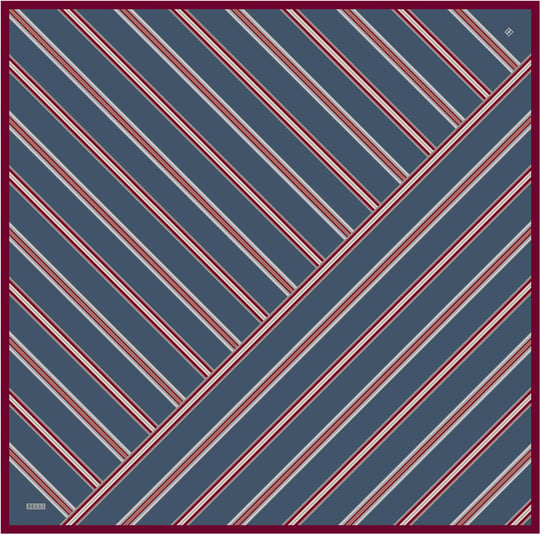 Petrol Geometrik Desen %100 Twill İpek Eşarp 4405-02