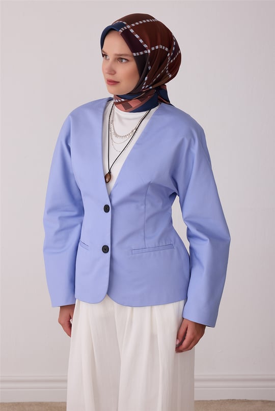 Petrol Geometrik Desen %100 Twill İpek Eşarp 4419-54