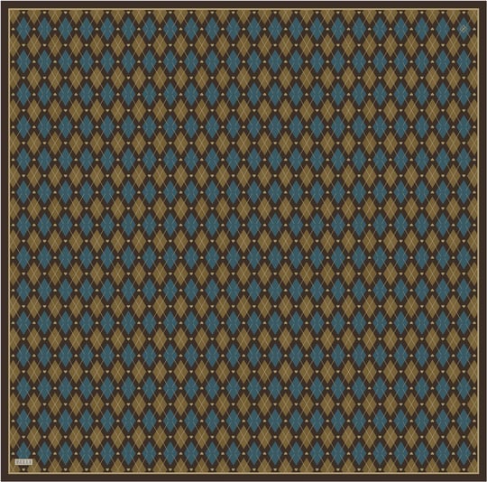 Petrol Geometrik Desen %100 Twill İpek Eşarp 4408-52