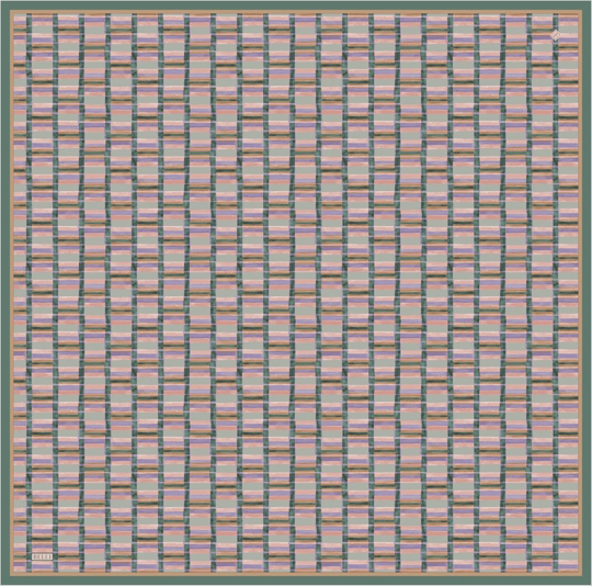 Petrol Yeşili Çok Renkli Geometrik Desen %100 Twill İpek Eşarp 4302-82