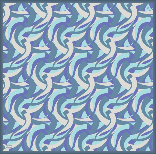Saks Çok Renkli Geometrik Desen %100 Twill İpek Eşarp 4327-51