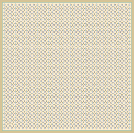 Sarı Etnik Desen %100 Twill İpek Eşarp 4308-05