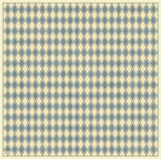 Sarı Geometrik Desen %100 Twill İpek Eşarp 4408-86